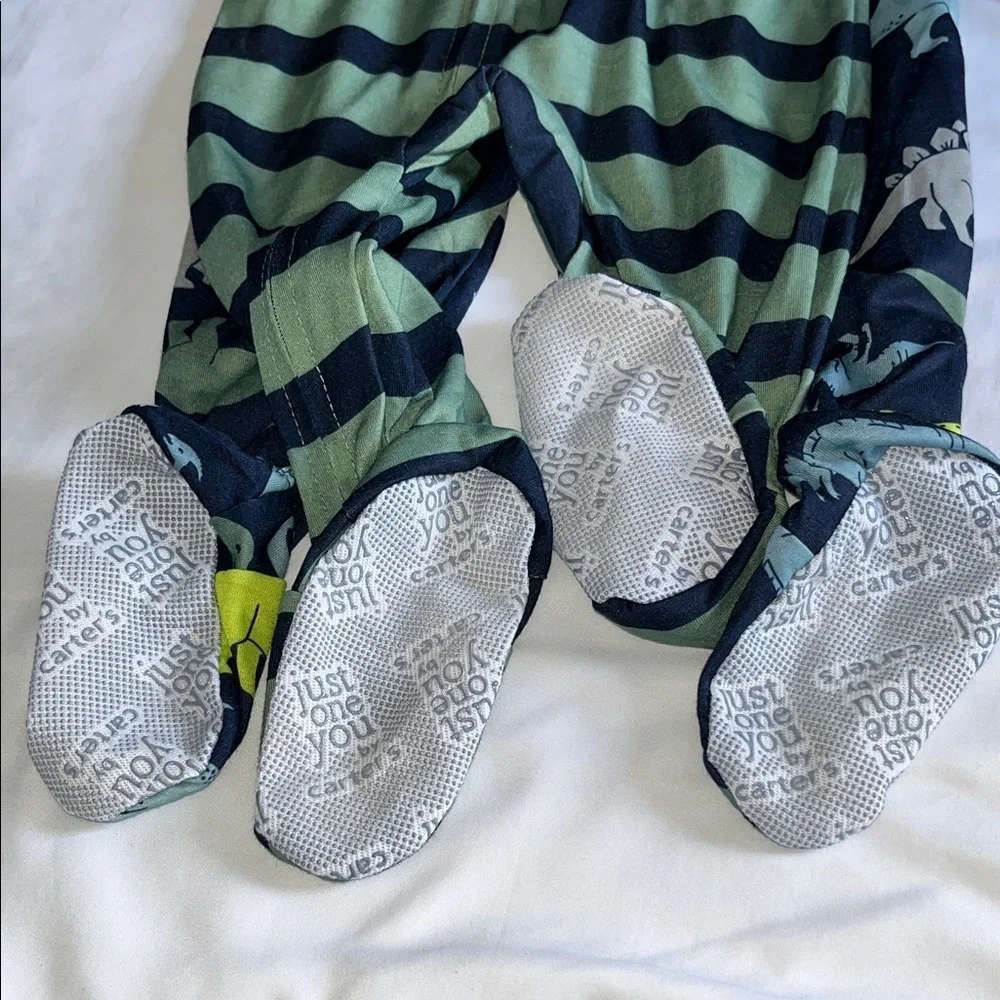 Carter's Green and Navy Striped Footie